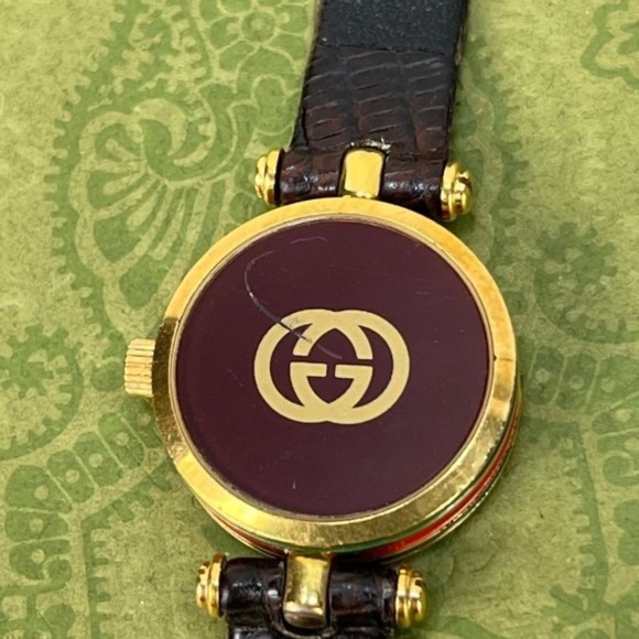 GUCCI 2000L vintage STACK sherry line Gold Dial ladies WATCH 80\'s main image 9